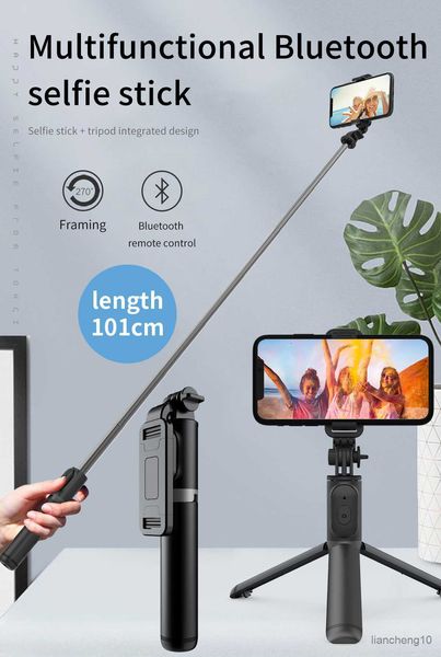 Селфи -монопод мини -беспроводной Bluetooth Foldable Selfie Stick Leatter Leatter Direte Dote для Huawei iPhone ios Android R230713