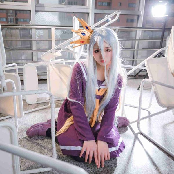 Costume a tema No games no life role-playing Shiro comes Abiti di Halloween Abiti da carnevale Parrucche Abiti da marinaio Uniformi scolastiche giapponesi Z2307123