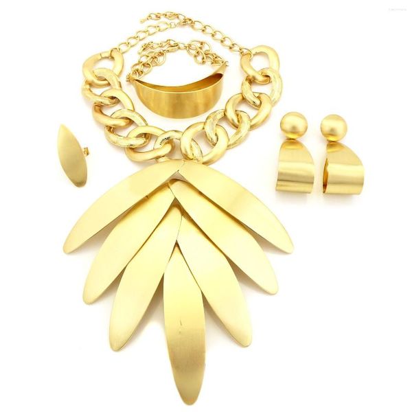 Collana Orecchini Set Fashion Brasiliano Colore oro Italia Accessori da sposa in acciaio inossidabile per donna HS16103102