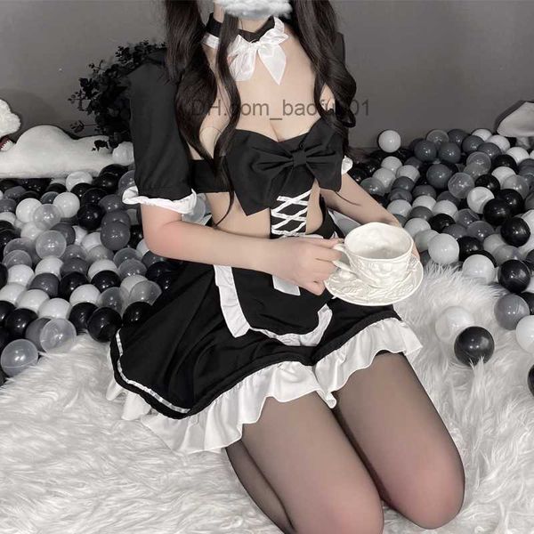 Thema Kostüm OJBK sexy Dessous Dienstmädchen Uniform süße Dienstmädchen verführerisch kommen Kawaii hohl kommen Rollenspiel exotisch langes Kleid 2022 Z2307123