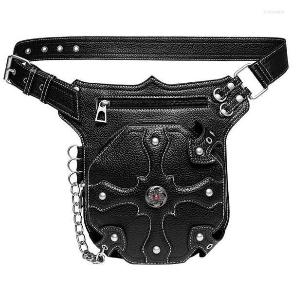 Aufbewahrungstaschen Gothic Taille Tasche Leder Steampunk Retro Mode Motorrad Bein Geldbörse Schulter für Mädchen Frauen