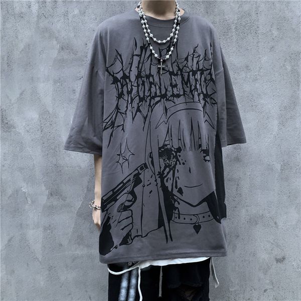 Camisetas masculinas Summer Alt Clothes Women Men Grunge Anime Emo T-Shirt Rock Punk Top E-girl Mall Goth Tees Y2K Roupas Góticas Streetwear 230712