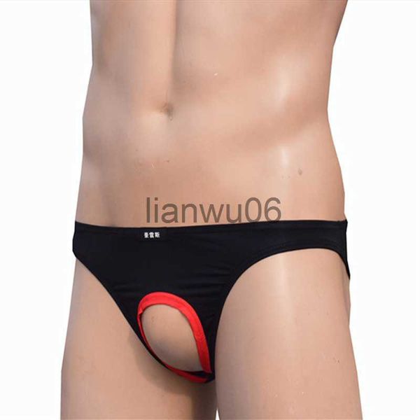 Трусы Sexy Mens Underwear Briels Бренд Пенис Хоул Открытый мешочек шелковые трусики для мужчин гей -сантички без промежности Смешные Смешные Хоу Рэй J230713