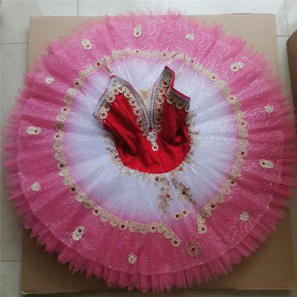 Design de roupas de palco profissional de alta qualidade tamanho personalizado desempenho de cor dança crianças meninas tutu vermelho