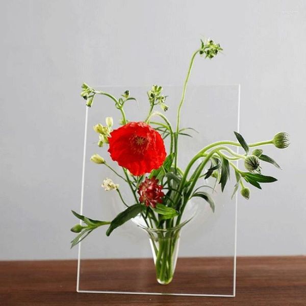 Vasi 1Pc Vaso a forma di cornice Po trasparente semplice moderno 2023 Decorazione da tavola per soggiorno creativa per la casa