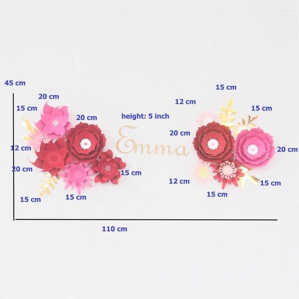 Dekorative Blumen Cardstock Mix Fleur DIY Papier Rose Namensschild Kit für Kinderzimmer Wanddeko Babyparty Mädchenzimmer Geburtstag Hintergrund