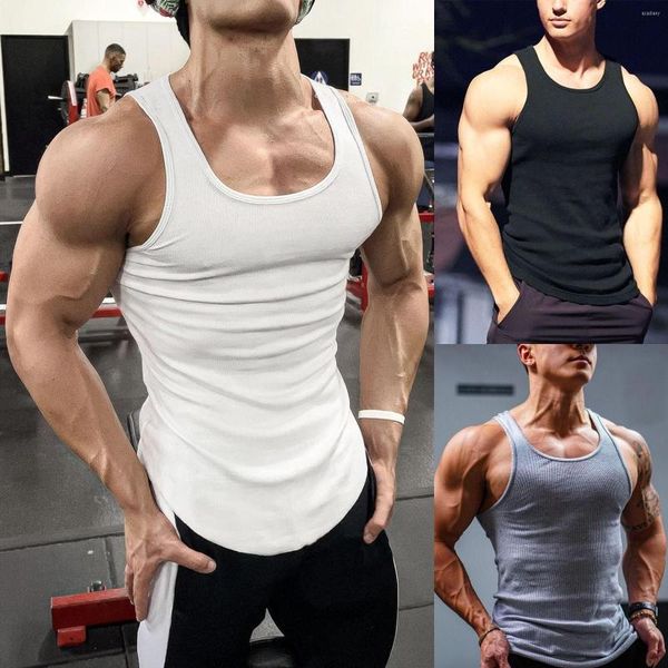 Männer Tank Tops Gym Bodybuilding Stringer Top Workout Muscle Cut Shirt Fitness Ärmellose Weste Sport Tees Polera Musculosa Hombre