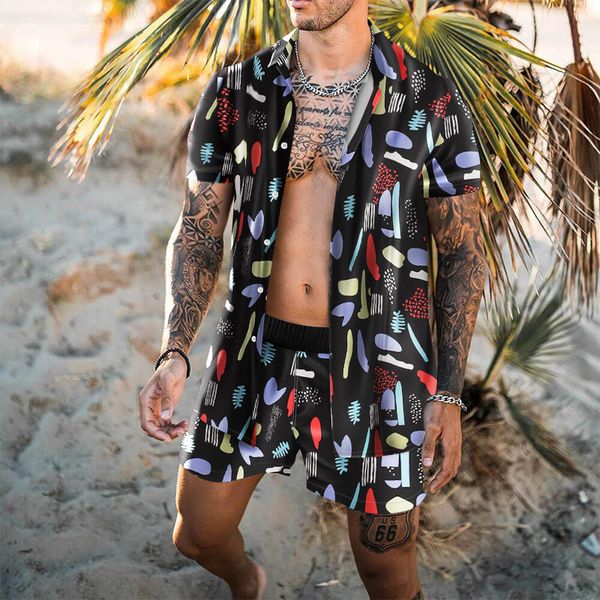 Mens Beach Designers Fatos de treino Ternos de verão Moda T-Shirt Seaside Holiday Shirts Shorts Sets Man print Set Swimwear Outfits Sportswears