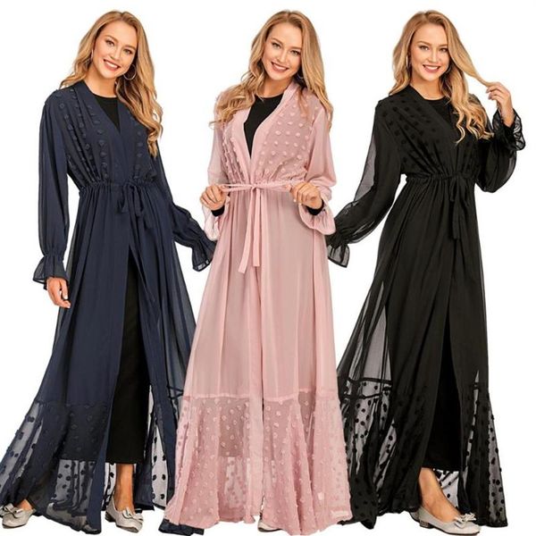 Neue Ankunft Islamischer Kimono Peignoir Moslemisches Abaya Schönes offenes Kaftan-Kleid Türkei Hijab Abayas Islamische Kleidung Niedliches Design F1718268D