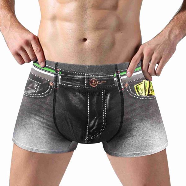 Underpants Мужчина джинсовая нижнее белье 3D -печать сексуальные боксеры в стиле шорты боксеры мужские ковбой U