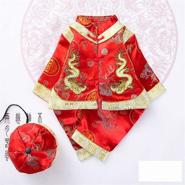 Новорожденные девочки мальчики китайские традиционные костюмы набор одежды для младенца весенний фестиваль носить новогодний хэллоуин Tang Suit288r