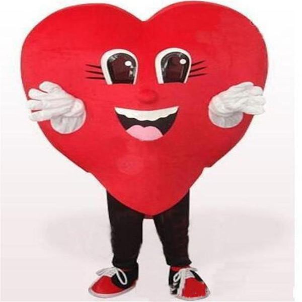 Фабричные торговые точки 2019 года любят красное сердце талисман талисмана Хэллоуин Свадебная вечеринка красное сердце карикатуры Carty Fangy Dress для взрослого ребенка2515