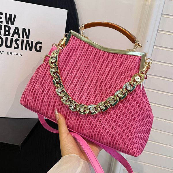 Bolsas de noite Designer Shell Clip Weave Wallet Chain Shoulder Bag Luxury Clutch Party Pink Handbag and Purse Chic Hobo 230713