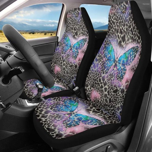 Coprisedili per auto INSTANTARTS Set completo di 2 Farfalle leopardo anteriori Cuscino resistente Copertura comfort Protetor Mat Pad Accessori