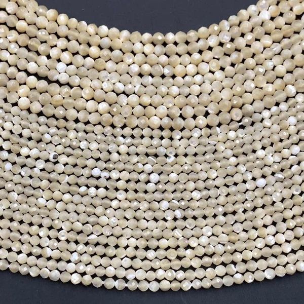 Perlen 2mm 3mm 4mm natürliche gelbe Muschel facettierte runde Perlen lose Stein für Schmuckherstellung Armband Halskette liefert Großhandel