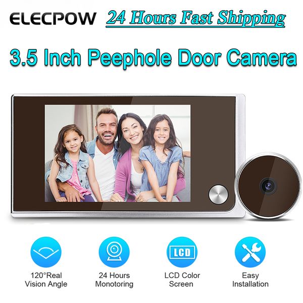 Campainhas Elecpow 3 5 Polegada Peephole Campainha Porta Câmera 120 LCD Visualizador Digital Cat Eye Bell Smart Home Outdoor Monitor 230712