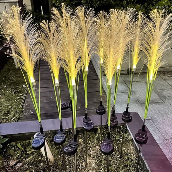 Simulação Reed Solar Lâmpada de LED ao ar livre à prova d'água Decoração de jardim Fibra Luz de Natal Gramado