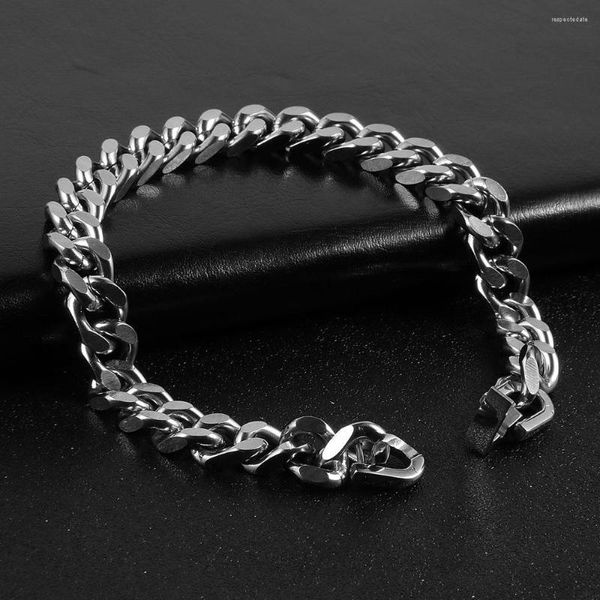 Link braccialetti maschi di moda in acciaio inossidabile catene cubane cubane 6 mm/8 mm larghezza dubai a catena a catena da polso maschio gioielli maschili