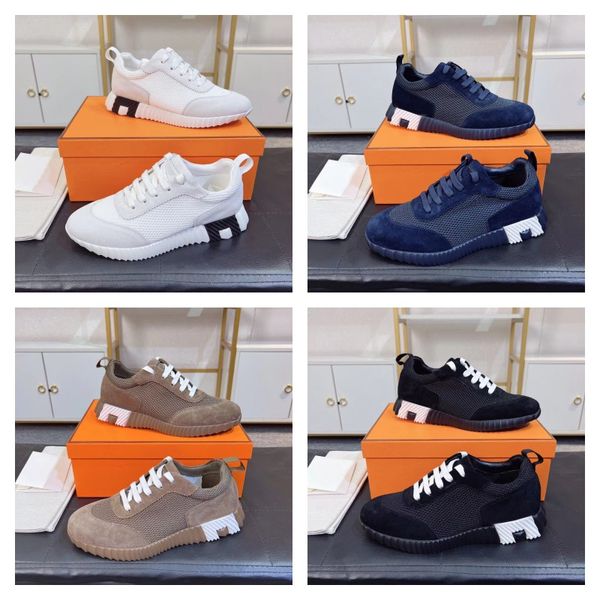 Sakin Sneaker Tasarımcı Eğitmenleri Süet Ayakkabılar Nefes Alabilir Patchwork Mesh Koşu Ayakkabı Kadın Erkekler Ses Sneaker Slip Slip Slip Lastik Düz Ayakkabı