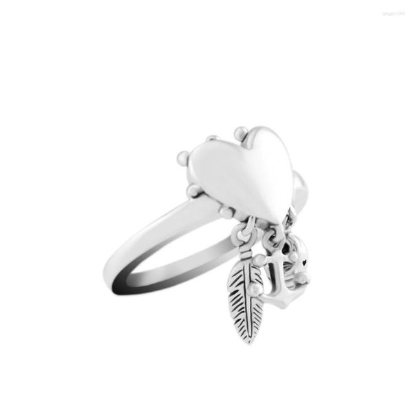 Cluster-Ringe CKK 925 Sterling Silber Herz spirituelle Symbole Ring für Frauen originelle Schmuckherstellung Jubiläumsgeschenk