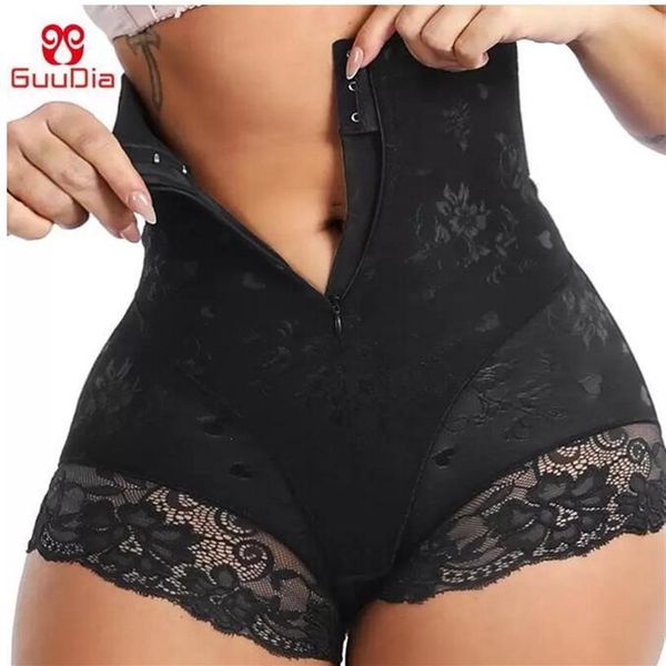 Calcinha modeladora plus size calcinha modeladora sexy corpo de renda com zíper controle duplo modelador de cintura 295u