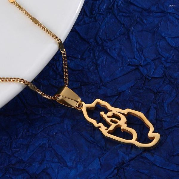 Anhänger Halsketten Edelstahl Katar Landkarte Halskette Goldfarbe des Charm-Schmucks