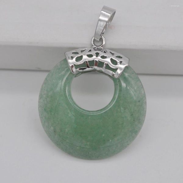 Collane con pendente Avventurina verde naturale Circle Stone GEM Jewelry S3150