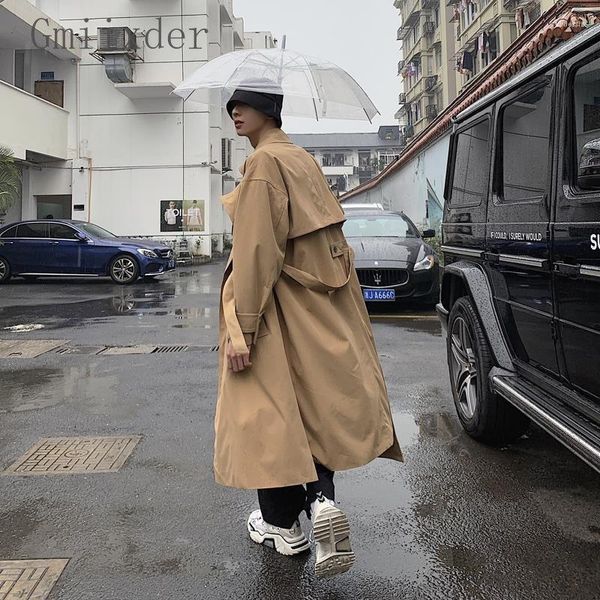 Trench da uomo Gmiixder Kpop Giacca a vento Tendenza coreana Lunghezza media Cappotto bello sopra il ginocchio British Autunno Inverno Coppia Mantello elegante