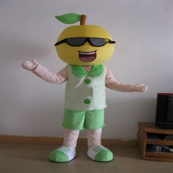 Trajes de mascote de menino de limão Tema animado Homem de fruta de limão Cospaly Mascote de desenho animado Personagem de festa de carnaval de Halloween Traje339E