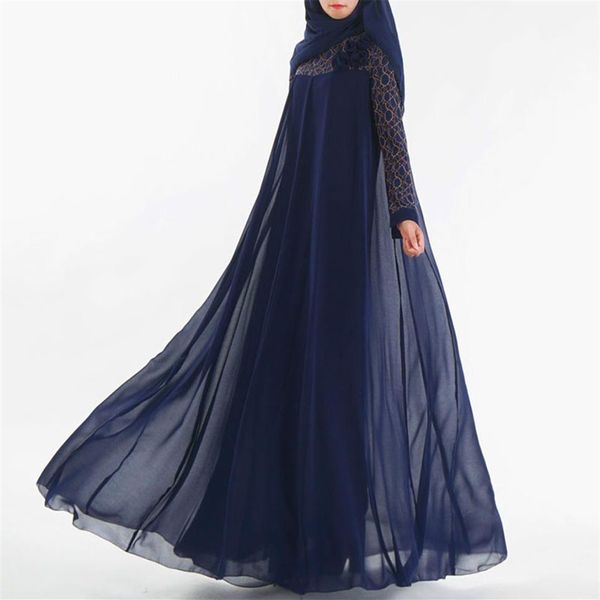 Moda abito musulmano Abaya Abbigliamento islamico per le donne Malaysia Jilbab Djellaba Robe Musulmane Turkish Baju Kimono Kaftan Tunica257n