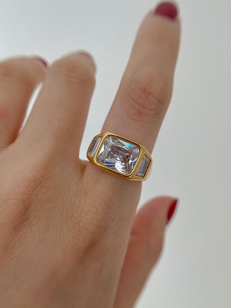 Eheringe mit 18 K Gold Geo Band Statement Ring Damen Schmuck Designer T Show Club Cocktail Party Selten Japan Koreanisch 230712