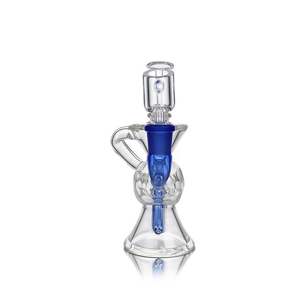 Waxmaid 5.51 pollici Leo Mini trasparente viola Dab Rig bicchiere per pipa ad acqua vetro Bong Percolatore verticale con 3 fori rotondi piattaforme petrolifere magazzino USA ordine al dettaglio spedizione gratuita