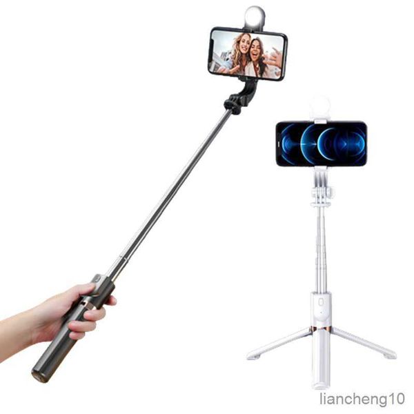 Selfie Monopods Yeni Çok Fonksiyonlu Elde Taşınır Fotoğraf Tripod Bluetooth Uyumlu Selfie Cep Telefon Kamera Canlı Teleskopik Braket R230713