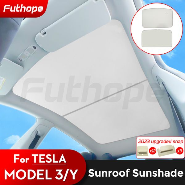 Ombra Futhope Upgrade Fibbia in tessuto di ghiaccio Tende da sole Parasole per tetto in vetro per Tesla Model 3 Y - Lucernario per tetto apribile anteriore posteriore 230712