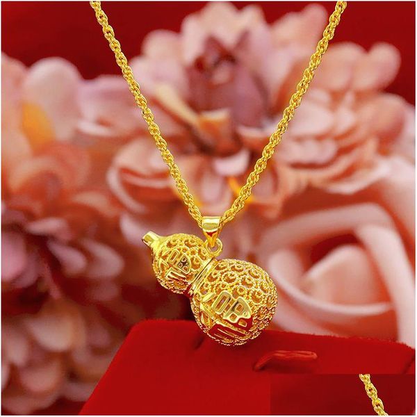 Anhänger Halsketten Topbling Hohlkürbis Halskette vergoldet China Fu Mädchen Frauen Schmuck Geschenk Drop Lieferung Anhänger Dholr