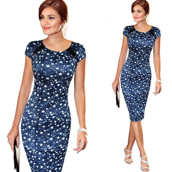 Costumi da bagno da donna Donna Casual Abiti aderenti a pois per le donne Abito a tubino manica corta Polka Dot Star Sketch Stampa Abito da sera Abbigliamento donna 230713