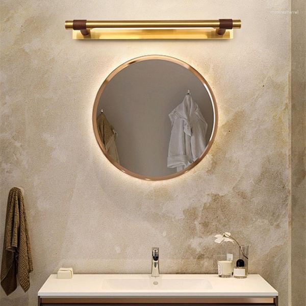 Wandleuchten YEBMLP Moderne Kupfer-Spiegelleuchte, schwarz-goldene Waschtischlampe, LED-Badezimmer-WC-Make-up-Schrank-Dressing-Beleuchtung