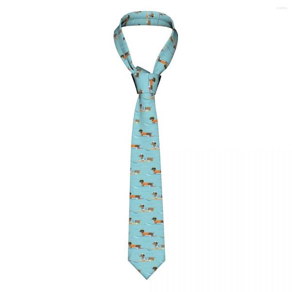 Papillon Mens Tie Classic Skinny Allegro Bassotto Cani Surf The Waves Cravatte Colletto stretto Slim Accessori casual Regalo