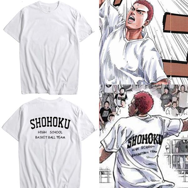 Herren-T-Shirts, Anime-Slam-Dunk-T-Shirt für Männer und Frauen, Harajuku-Grafik, Hanamichi-T-Shirt, Unisex, Manga-Cartoon, ästhetischer Briefdruck, Baumwoll-T-Shirt 230713