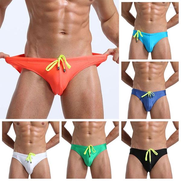 Unterhosen Herren Schnelltrocknende Badehose Strand Schnürsporthose Männliche Badehose Niedrige Taille Höschen Nylon Einfarbiger Badeanzug