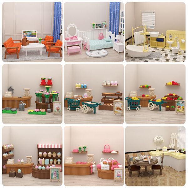 Кухни играют в еду леса семейство 1/12 DIY DIY Dollhouse Supermarket Shop Accessories Miniature Furniture Model для Toys Doll Chist
