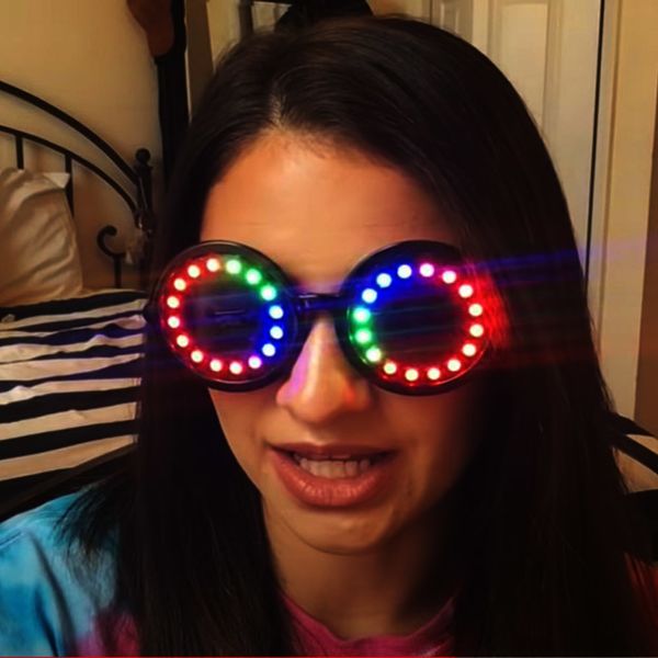 Diğer Etkinlik Partisi Malzemeleri Tam Renkli LED Gözlükler Pixel Lazer Goggles Pedler Yoğun Çok Renkli 350 Mod RAVE EDM 230712