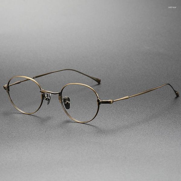 Солнцезащитные очки обрамляют японские дизайнерские дизайнерские титановые овальные очки рамы ультра-освещенного чтения рецептурные очки мужчины женщины ретро-очки