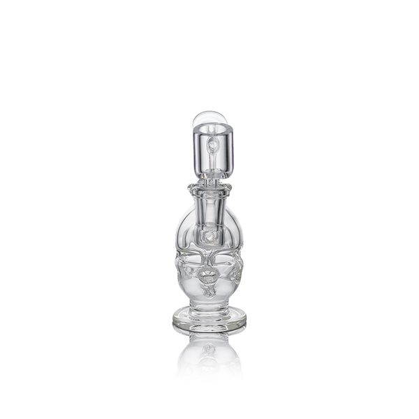 Waxmaid 5.27inch Fische Mini Shisha Glass Becher Glas Bong Perc Recycler vertikaler Perkolator mit 3 Runden Löcher Wachs Öl Rigs US -Lagerhandel Einzelhandelsbestellung kostenloser Versand