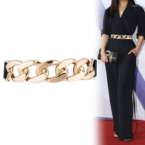 Cintos de moda simples, anel de metal e cinto de couro elástico para mulheres, cintura, ajuste livremente, sem fivela, acessórios finos