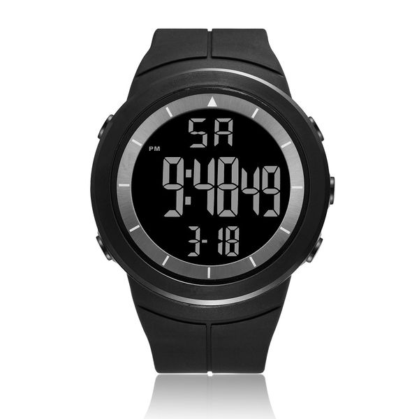 OHSEN Herren-Sportuhren, 50 m wasserdicht, Militär-LCD-Digital-Schwarz-Silikon-Armband, Herren-Armbanduhr, Stoppuhr, Wecker