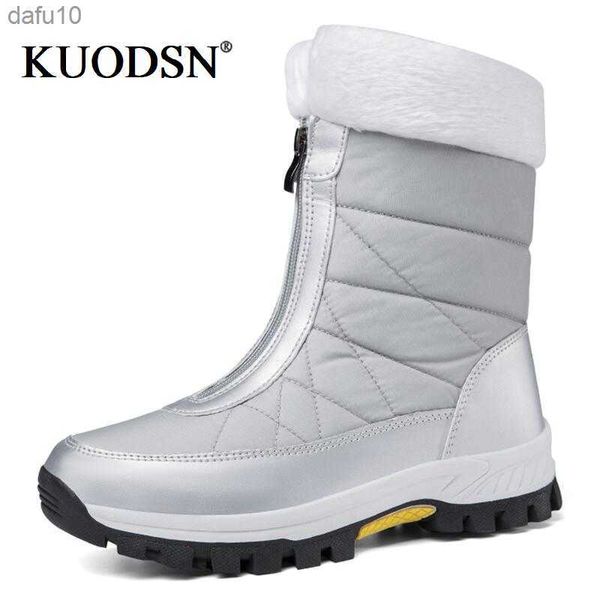 Neue Winter Wasserdichte Frauen Stiefel Hohe Qualität Warme Mitte Der Wade Schnee Stiefel Frauen Zipper Komfortable Stiefeletten Chaussures Femme L230704