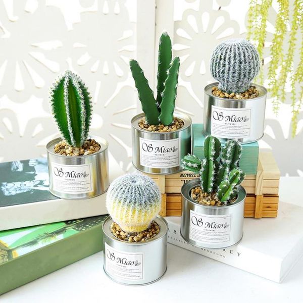 Fiori decorativi Cactus Ball Plant in vaso per la casa Artificiale Bonsai Aspetto simile alla plastica Simulazione