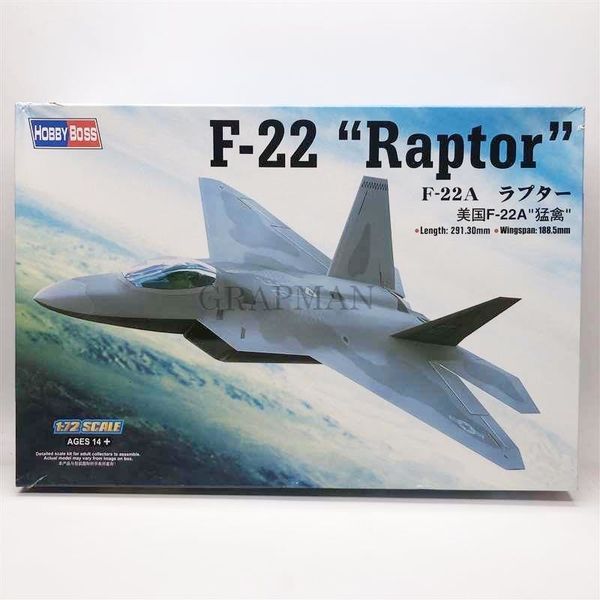 Diecast modelo 172 F22A Raptor Stealth Fighter American Advanced F22 Assembly Kits de construção de avião 230712