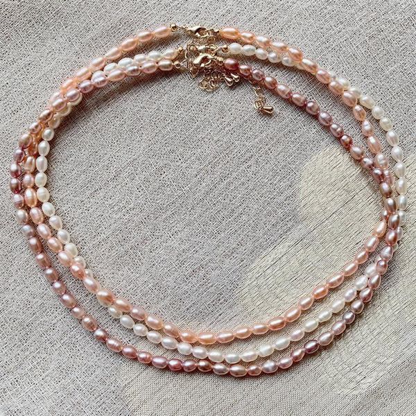 Halsband Luxus Natürliche Süßwasser Perle Halskette Für Frauen Minimalistischen Glänzenden Reis Barock Perlen Aussage Edelstahl Schmuck